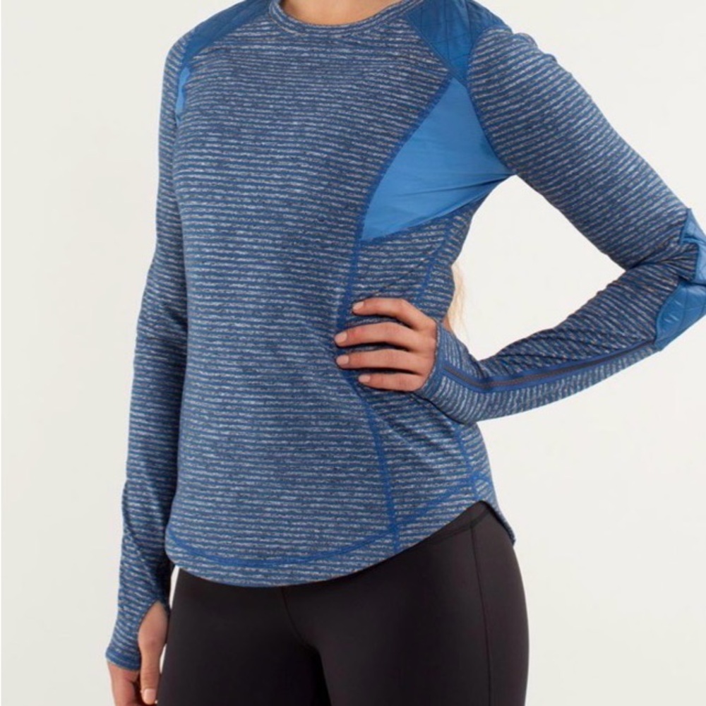 lululemon athletica Navy and Light Blue Long Sleeve Top